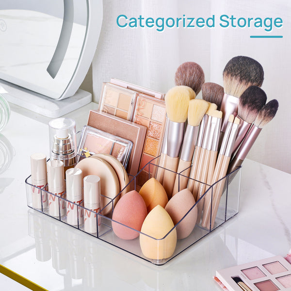 Vtopmart 4 Tier Clear Makeup Organizer with Drawer, Plastic Cosmetic Storage, Beauty Holder