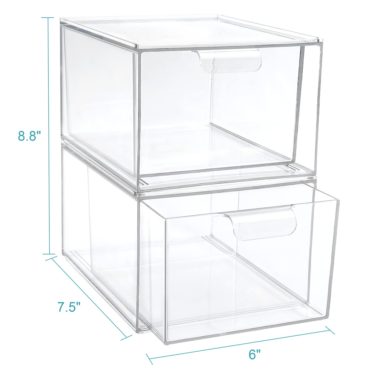 TALL Stackable Makeup Storage Drawers, Vtopmart 4 Pack Acrylic Bathroom  Organizers, Clear Plastic Storage Bins, 6.6 High 