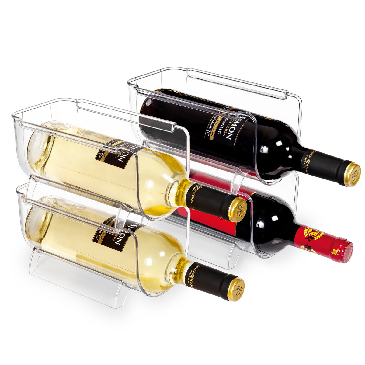mDesign Stackable Plastic 2 Bottle Refrigerator Wine Rack - Kitchen Storage Organizer  Holder for Storing Champagne, Wine, and Water Bottles - Stacking Wine Bott…  in 2023