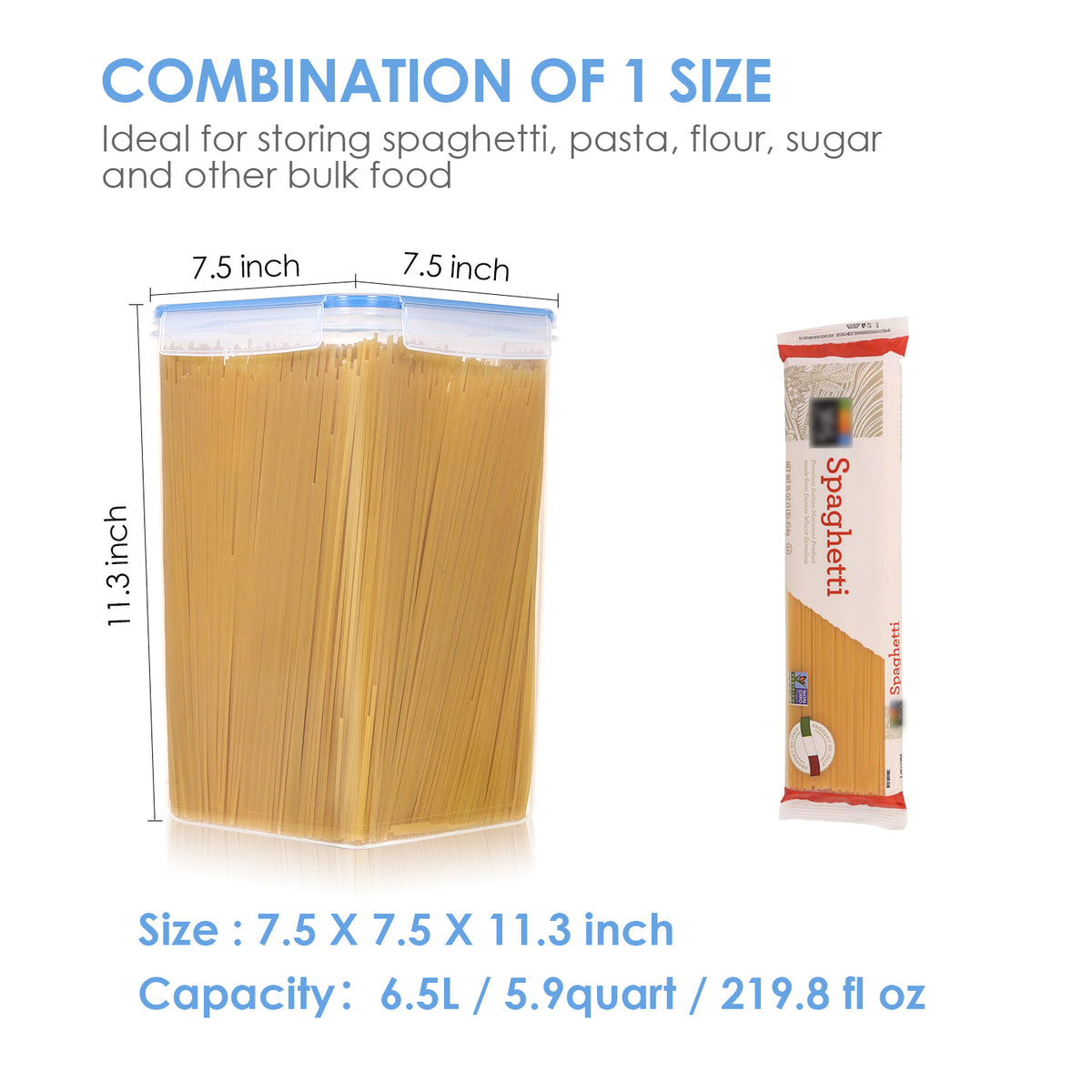 Extra Large Tall Food Storage Containers (6.5L|220oz|Set of 4) For Flour,  Sugar, Rice - Airtight Kitchen & Pantry Bulk Food Storage - 4 PC Set 