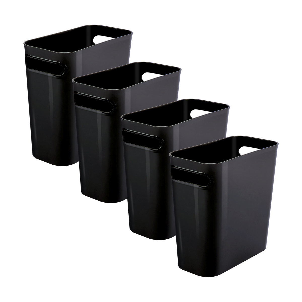 Mop Mob Space-Saving Trash Can and 100x 4 gal. Leak-Proof Liners Set. Small Black Plastic Wastebasket and Clear Bags Great for Bathroom, Kitchen or