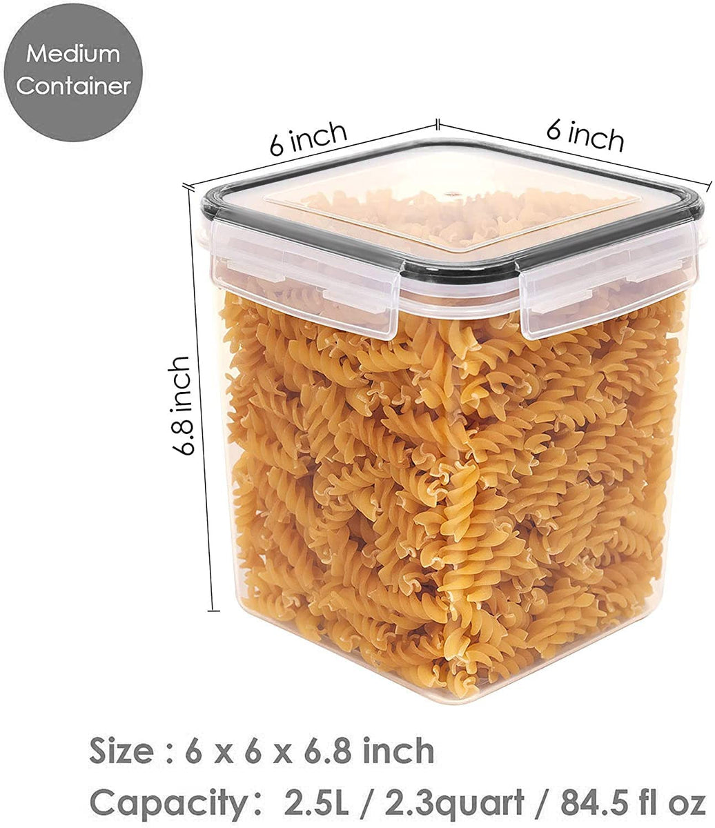 Vtopmart Cereal Dispenser, 4 Pcs Plastic Airtight Food Storage Containers,  for Snacks and Sugar, 84.5 fl oz, SMALL 