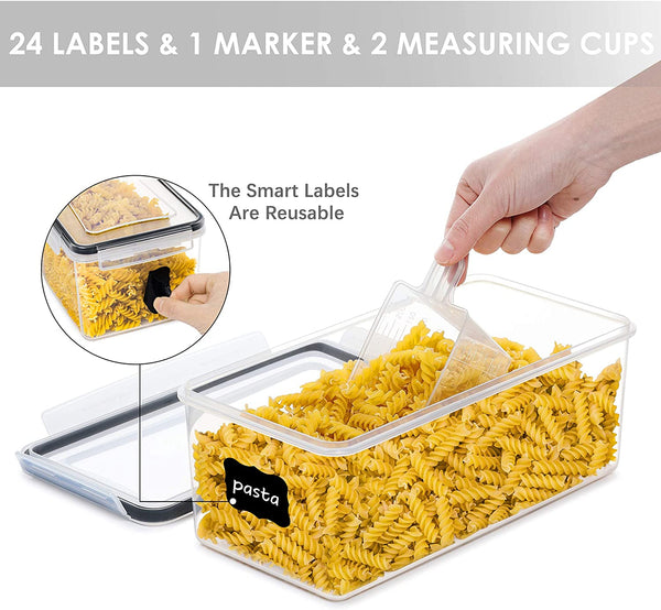 Vtopmart Airtight Food Storage Containers with Lids 4PCS Set 3.2L,Plastic Spaghetti Container for Pasta and Long Noodles, BPA Free Air Tight Kitchen Pantry Organization and Storage