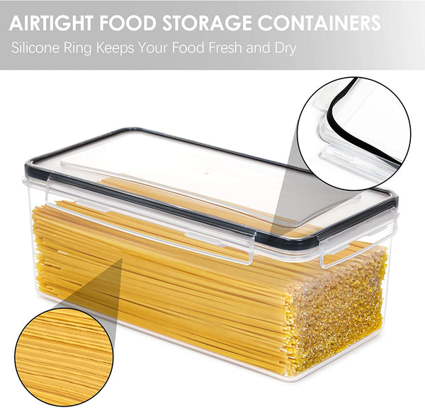 Vtopmart Airtight Food Storage Containers with Lids 4PCS Set 3.2L,Plastic Spaghetti Container for Pasta and Long Noodles, BPA Free Air Tight Kitchen Pantry Organization and Storage