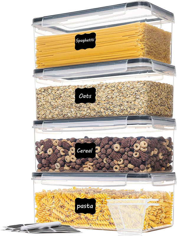 Vtopmart Airtight Food Storage Containers with Lids 4PCS Set 3.2L,Plastic Spaghetti Container for Pasta and Long Noodles, BPA Free Air Tight Kitchen Pantry Organization and Storage