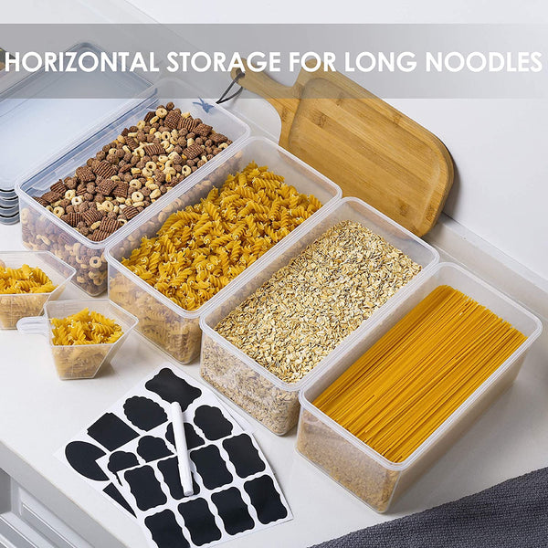 Vtopmart Airtight Food Storage Containers with Lids 4PCS Set 3.2L,Plastic Spaghetti Container for Pasta and Long Noodles, BPA Free Air Tight Kitchen Pantry Organization and Storage