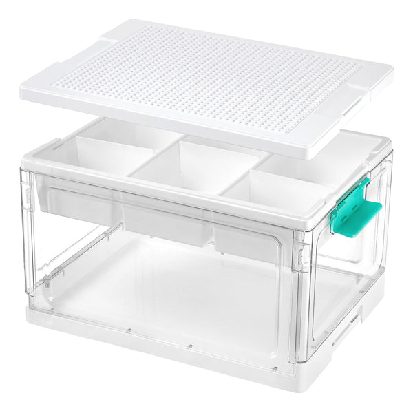 Vtopmart 24 QT Transparent Plastic Craft Storage Box with Removable Tray and Dividers, for Coloring Books, Model Clay, Molds and Art Supplies, 1 piece.