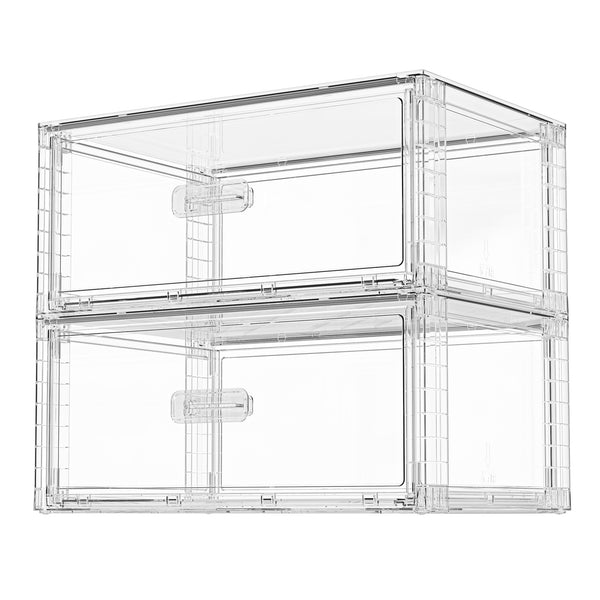 Vtopmart 2 Pack Large Clear Stackable Storage Drawers 27QT, Easily Assemble Plastic Closet Storage Bins, Dust-Proof UnderBed Organizer for Clothing, Sweater Organization