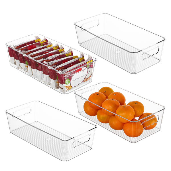Vtopmart 4pcs Clear Storage Bins with Handles