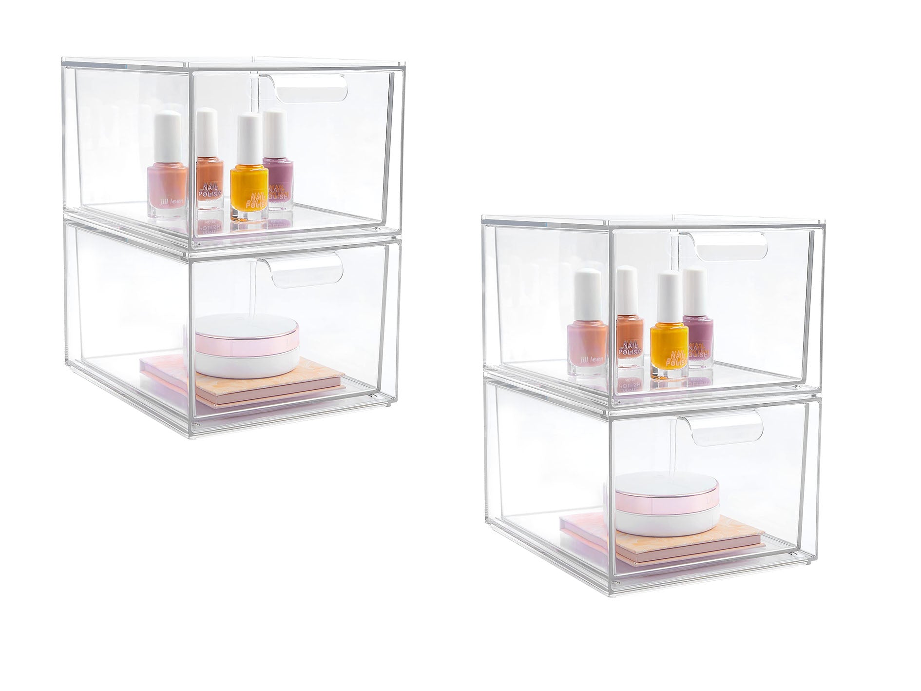 Vtopmart 4-Pack Clear Stackable Storage Drawers