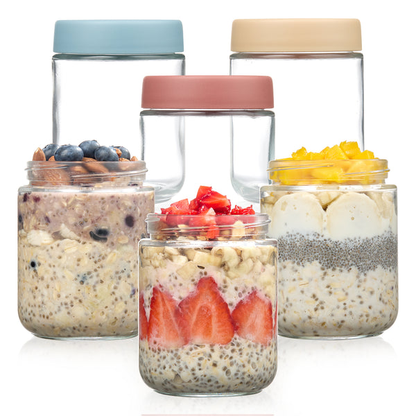 Vtopmart 6-Pack 16oz Colorful Overnight Oats Jars with Lids - Leakproof BPA-Free Meal Prep Containers for Breakfast & Snacks