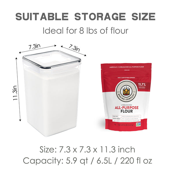 Large Food Storage Containers with Lids Airtight 6.5L / 5.9 quart, for Flour, Sugar, Baking Supply and Dry Food Storage, PANTRYSTAR 2PCS BPA Free Plastic Canisters for Kitchen Pantry Organization