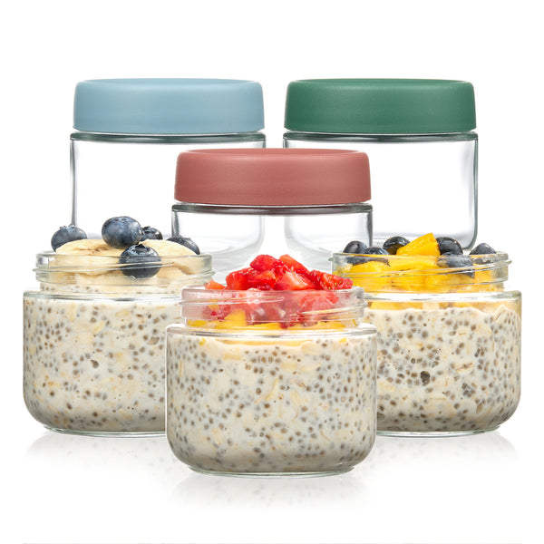 Vtopmart 6-Pack 10oz Colorful Overnight Oats Jars with Lids - Leakproof BPA-Free Meal Prep Containers for Breakfast & Snacks