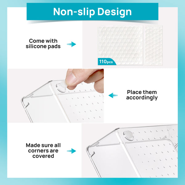 Vtopmart 11 PCS Clear Plastic Drawer Organizers Set, 4-Size Versatile Bathroom and Vanity Trays