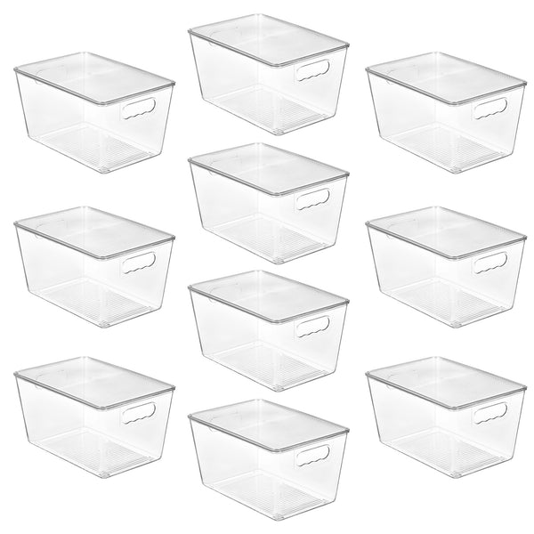 Vtopmart 10 Pack Clear Stackable Storage Bins with Lids and Handles, Large