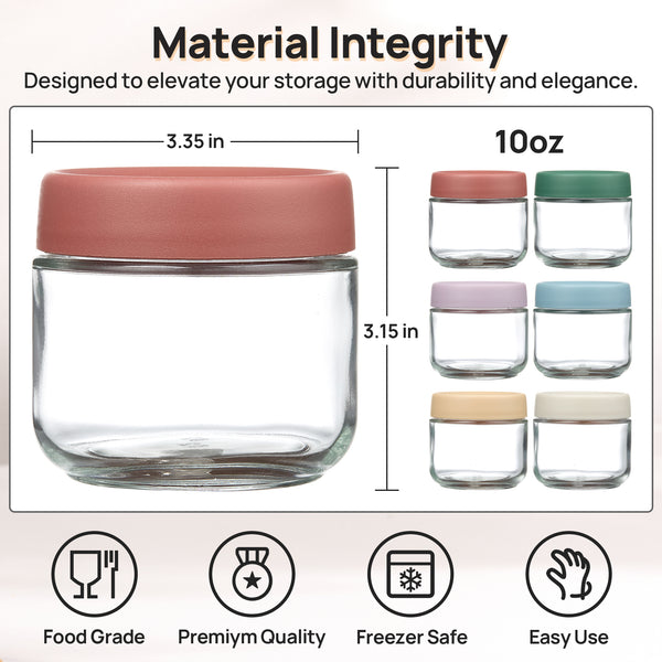 Vtopmart 6-Pack 10oz Colorful Overnight Oats Jars with Lids - Leakproof BPA-Free Meal Prep Containers for Breakfast & Snacks