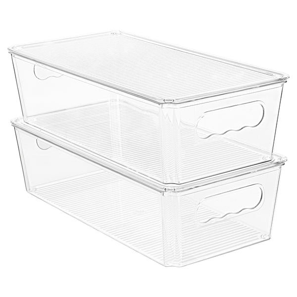 Vtopmart 2pcs Clear Stackable Storage Bins with Lids