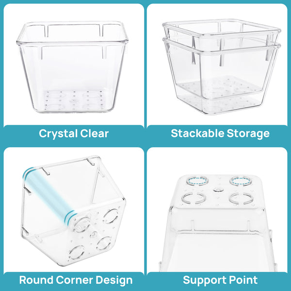 Vtopmart 11 PCS Clear Plastic Drawer Organizers Set, 4-Size Versatile Bathroom and Vanity Trays