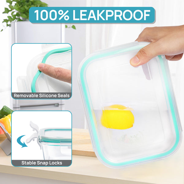 Vtopmart 36Pack Glass Food Storage Containers with Lids, Meal Prep Containers,Airtight Lunch Box,Leak Proof Locking Lids (18 Containers with 18 Lids)