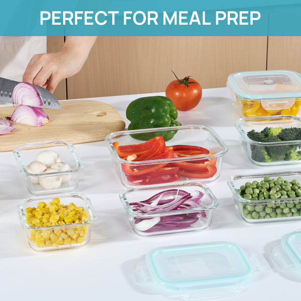 Vtopmart 36Pack Glass Food Storage Containers with Lids, Meal Prep Containers,Airtight Lunch Box,Leak Proof Locking Lids (18 Containers with 18 Lids)