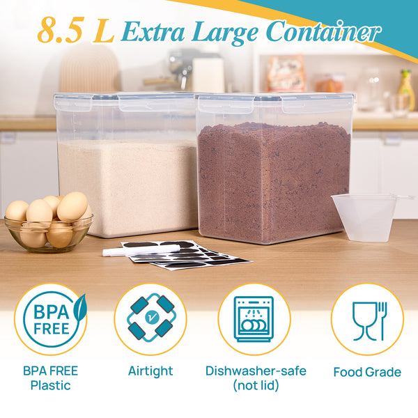 Vtopmart Airtight Storage Canisters,3 Pcs Large Food Storage Container for Flour, Sugar,8.5L /287.42fl oz