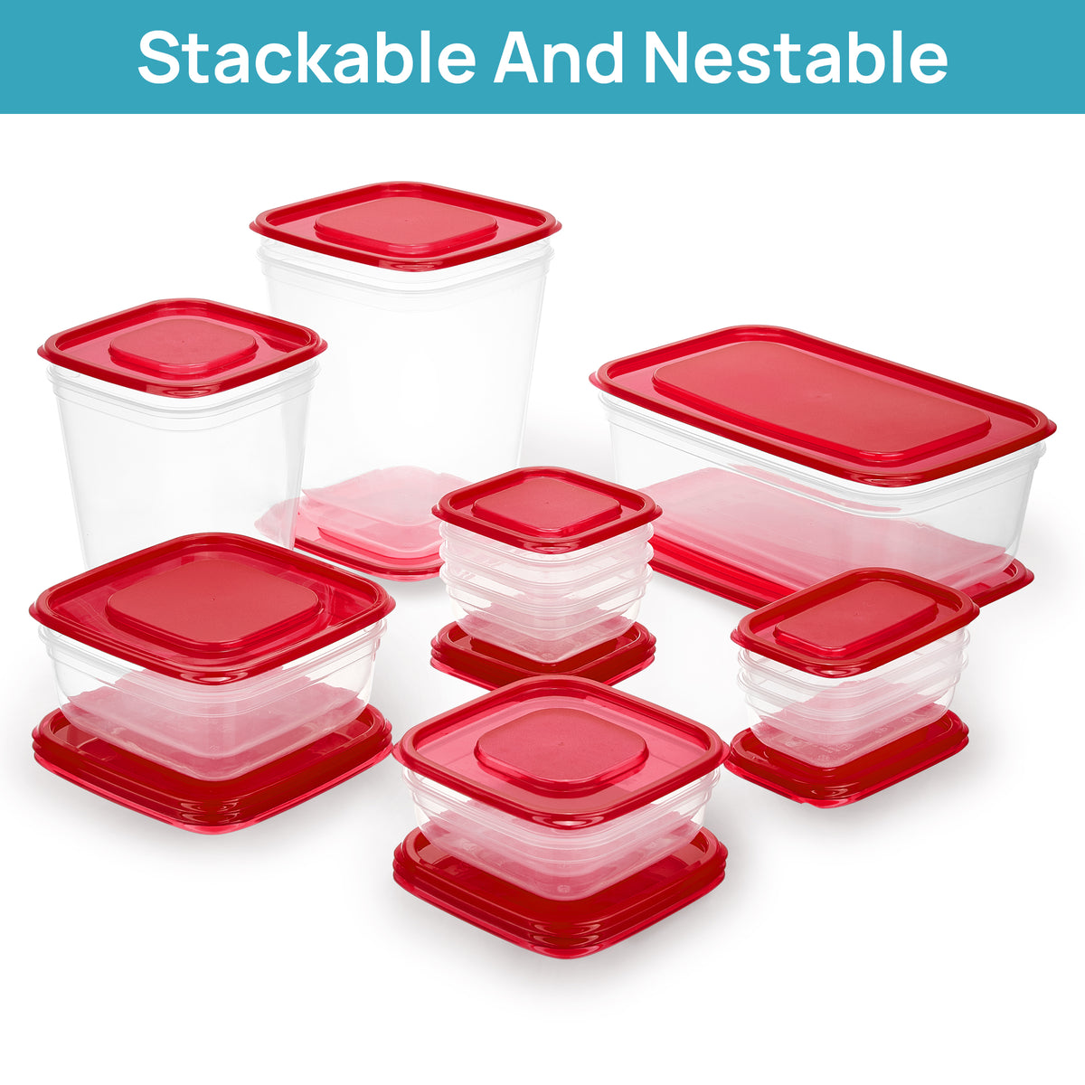 Vtopmart 34 Pieces Meal Prep Containers, 7-Size ，Plastic Food Storage