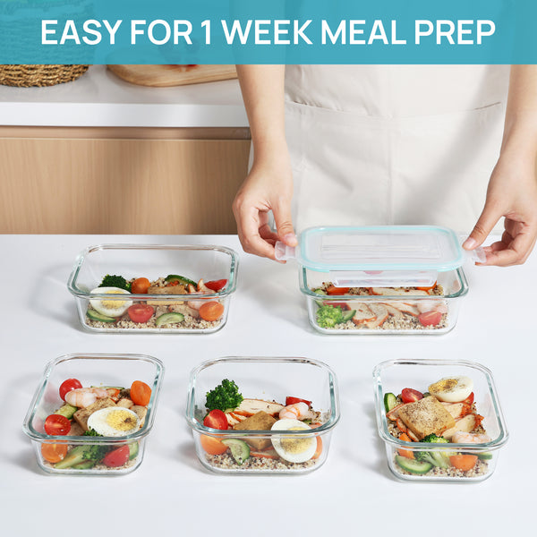 Vtopmart 36Pack Glass Food Storage Containers with Lids, Meal Prep Containers,Airtight Lunch Box,Leak Proof Locking Lids (18 Containers with 18 Lids)