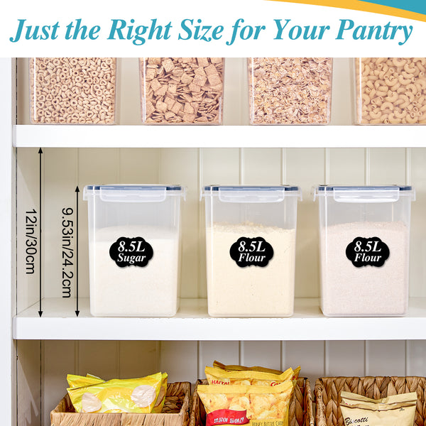 Vtopmart Airtight Storage Canisters,3 Pcs Large Food Storage Container for Flour, Sugar,8.5L /287.42fl oz