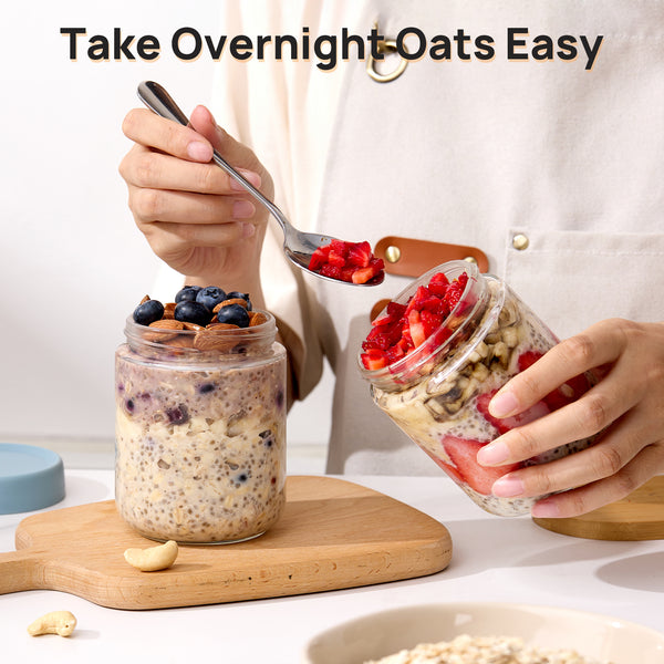Vtopmart 6-Pack 16oz Colorful Overnight Oats Jars with Lids - Leakproof BPA-Free Meal Prep Containers for Breakfast & Snacks