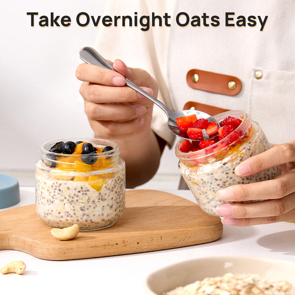 Vtopmart 6-Pack 10oz Colorful Overnight Oats Jars with Lids - Leakproof BPA-Free Meal Prep Containers for Breakfast & Snacks