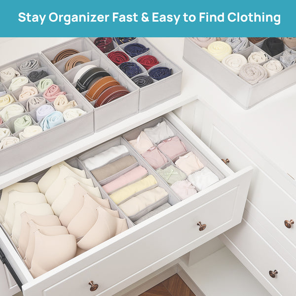 Vtopmart 7 Pcs Fabric Drawer Organizer for Clothes，Dresser Storage Bins Socks Underwear Drawer Organizer