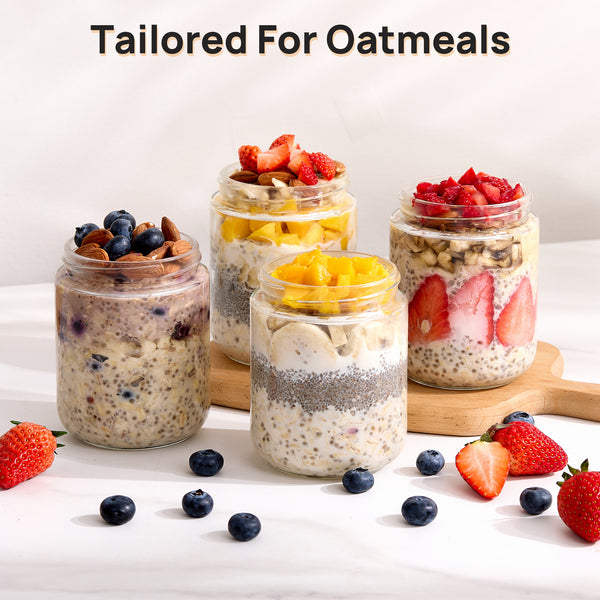 Vtopmart 6-Pack 16oz Colorful Overnight Oats Jars with Lids - Leakproof BPA-Free Meal Prep Containers for Breakfast & Snacks