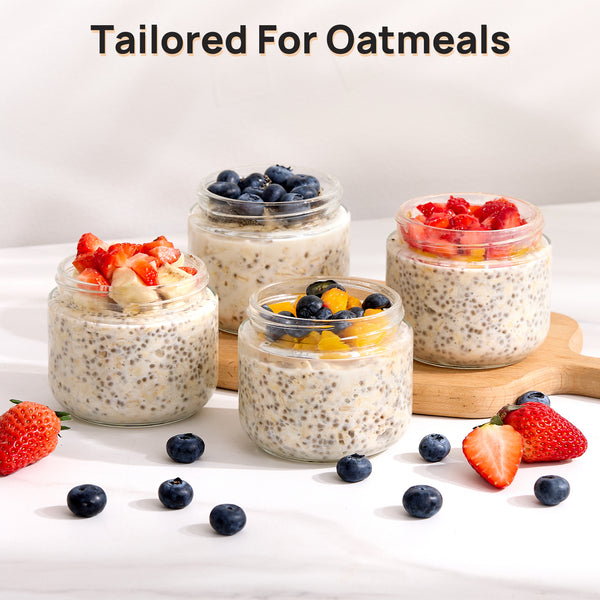 Vtopmart 6-Pack 10oz Colorful Overnight Oats Jars with Lids - Leakproof BPA-Free Meal Prep Containers for Breakfast & Snacks