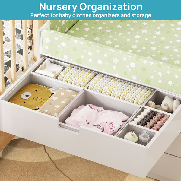 Vtopmart 10 Pack Drawer Organizer for Clothes, Dresser Drawer Organizer, Cabinet Organizer,Gray