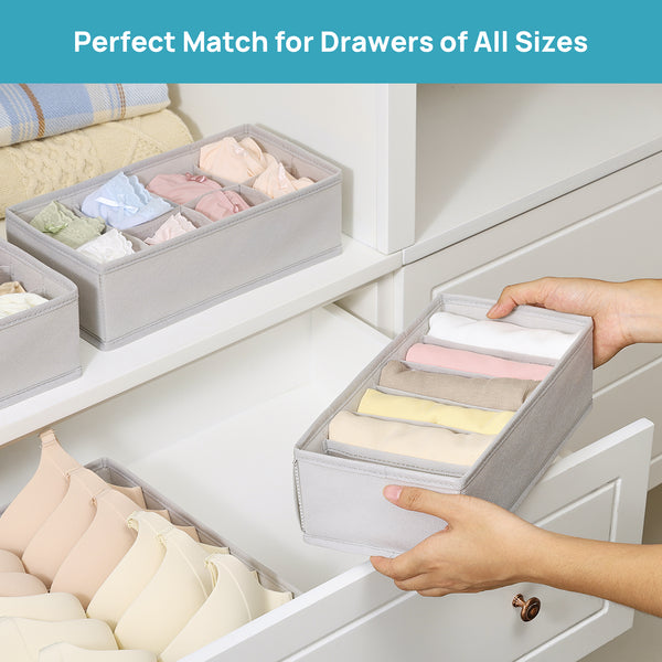 Vtopmart 7 Pcs Fabric Drawer Organizer for Clothes，Dresser Storage Bins Socks Underwear Drawer Organizer