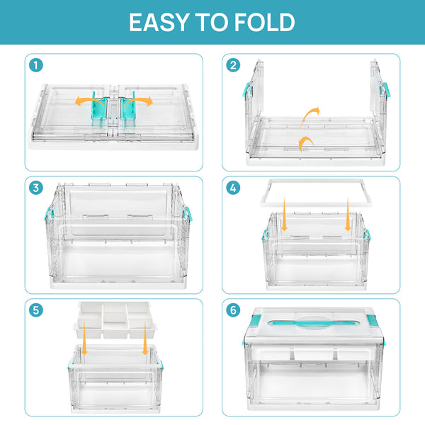 Vtopmart 24 QT Transparent Plastic Craft Storage Box with Removable Tray and Dividers, for Coloring Books, Model Clay, Molds and Art Supplies, 1 piece.