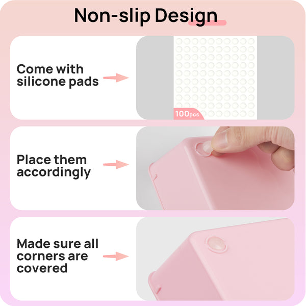Vtopmart 26 PCS Clear Drawer Organizers，Pink Plastic Stackable Organizer Bins and Vanity Organizer