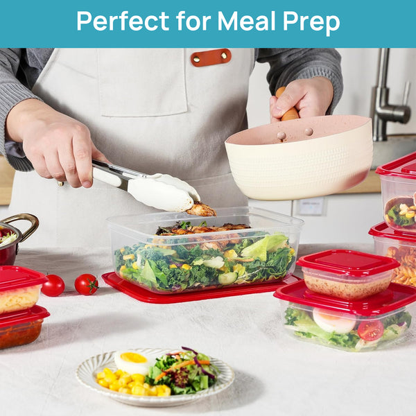 Vtopmart 18 Pieces Meal Prep Containers, 4-Size ，Plastic Containers with Lids for Lunch,Leftover