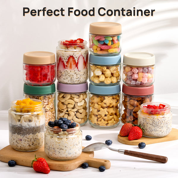 Vtopmart 6-Pack 16oz Colorful Overnight Oats Jars with Lids - Leakproof BPA-Free Meal Prep Containers for Breakfast & Snacks