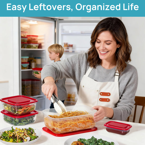 Vtopmart 18 Pieces Meal Prep Containers, 4-Size ，Plastic Containers with Lids for Lunch,Leftover