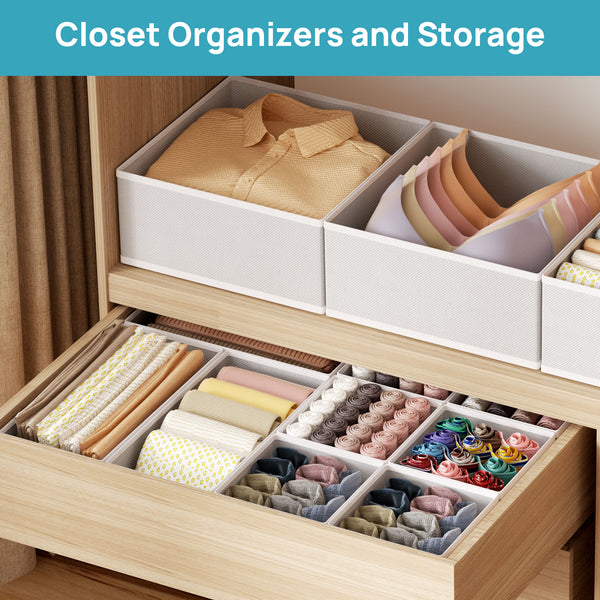 Vtopmart 10 Pack Drawer Organizer for Clothes, Dresser Drawer Organizer, Cabinet Organizer,Gray