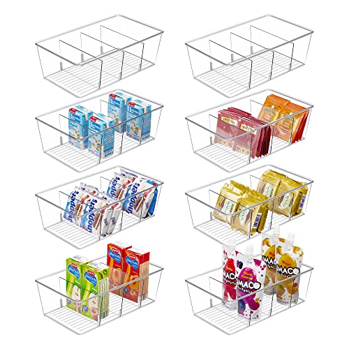 Food Storage Organizer Bin with 4 Compartment , Vtopmart Clear Plastic  Pantry Organizing Bins, for Spice Packets, Snacks, Pouches, Set of 4 