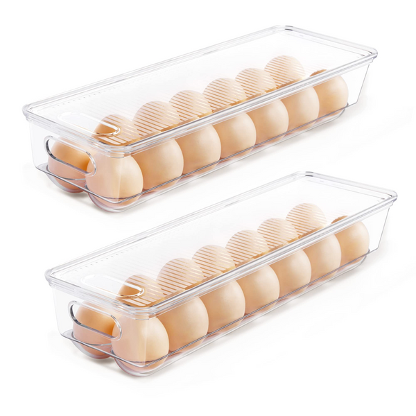 Vtopmart Egg Holder for Refrigerator 2 Pack, Plastic Egg Storage Conta