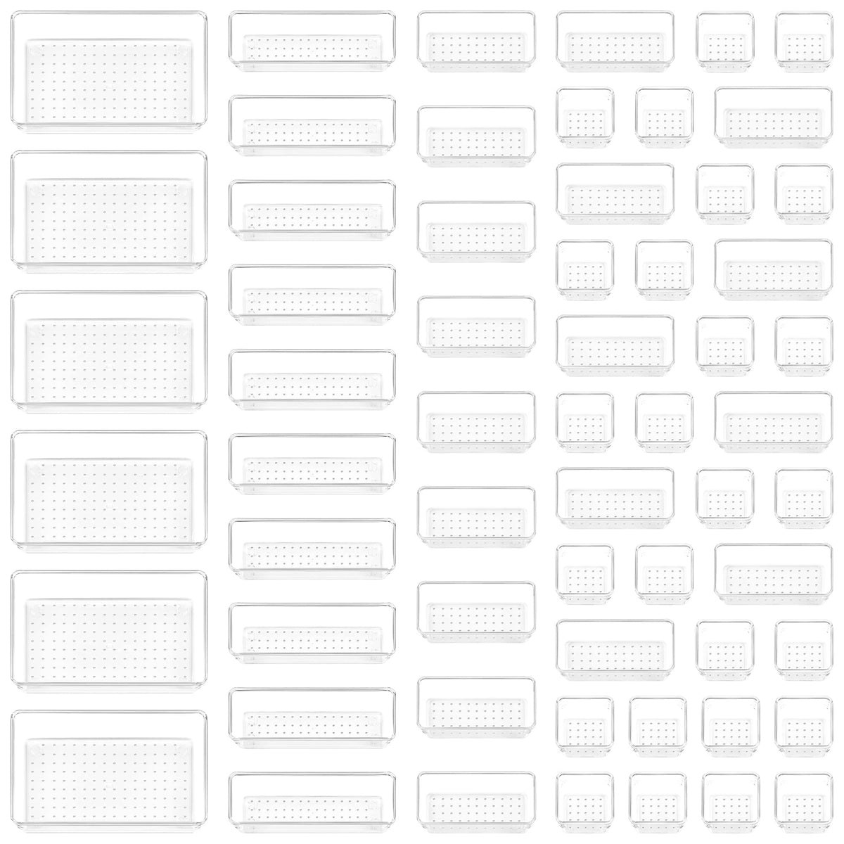 Vtopmart 60 PCS Drawer Organizer, 4-Size Clear Plastic Drawer Organize