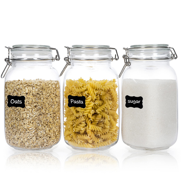 CHEFSTORY 50oz Airtight Glass Jars with Lids, 3 PCS Food Storage Canis –  Vtopmart