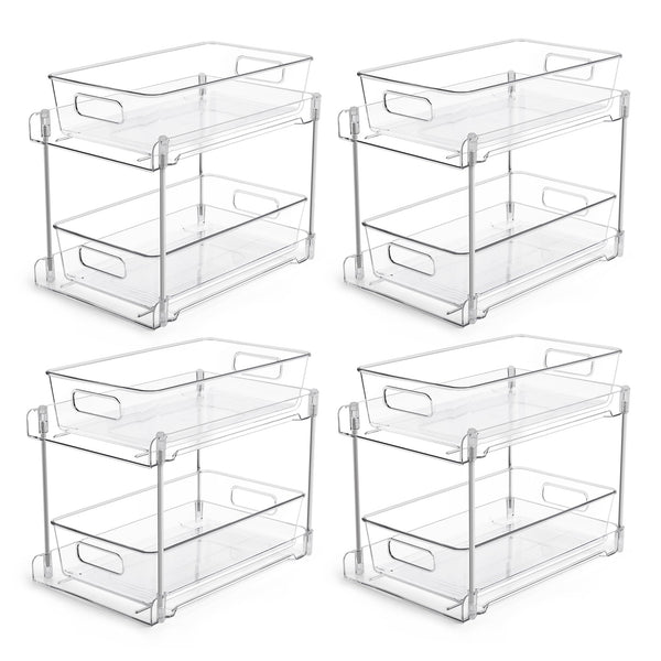Vtopmart 4 Pack Bathroom Organizer, 2 Tier Clear Under Sink Organizers Vanity Countertop Storage Containercabinet Drawers Bins Pull Out Organization With Track For Pantry Kitchen Vtopmart 4 Pack Bathroom Organizer, 2 Tier Clear Under Sink Organizers Vanity Countertop Storage Containercabinet Drawers Bins Pull Out Organization With Track For Pantry Kitchen