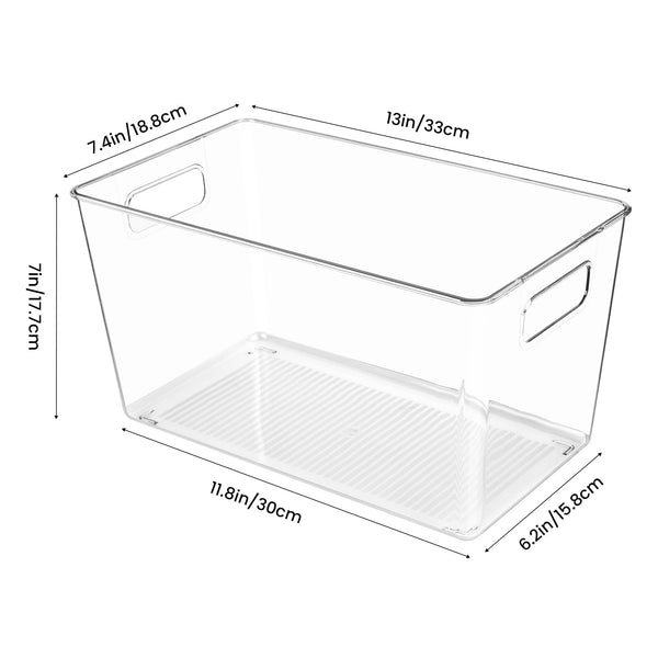 YIHONG Large Pantry Storage Organizer Bins,4 Pack Clear Plastic Storage Bins with Handle for Kitchen,Closet,Cabinet,Bathroom,Under Sink Organization(XL)