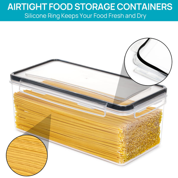 Vtopmart Airtight Food Storage Containers with Lids 8PCS Set 3.2L, Plastic Spaghetti Container for Pasta organizer, BPA Free Air Tight House Kitchen Pantry Organization and Storage