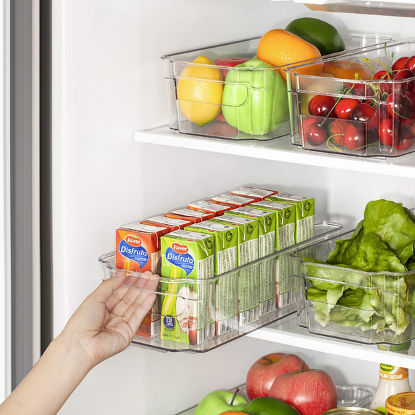 Vtopmart Clear Plastic Pantry Organizer Bins, 6 PCS Food Storage Bins with  Handle for Refrigerator, Fridge, Cabinet, Kitchen, Countertops, Cupboard,  Freezer Organization and Storage, BPA Free, Small