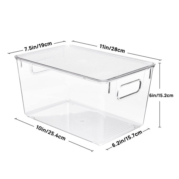 Vtopmart 6 Pack Clear Stackable Storage Bins with Lids, Large Plastic Containers with Handle for Pantry Organization and Storage,Perfect for Kitchen, Fridge, Cabinet, Bathroom Organizer